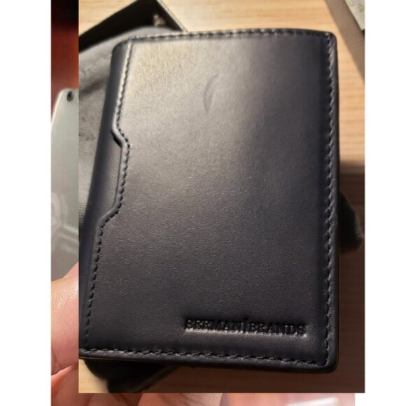 Men Blue Slim leather RFID Blocking Minimalist Card Front Pocket Wallets - Picture 1 of 10